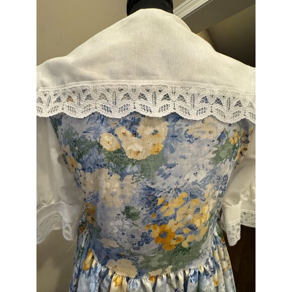 Vintage Jo Lene Girls Cottagecore Peasant Dress Size 16 Floral Lace NWOT - Picture 5 of 8